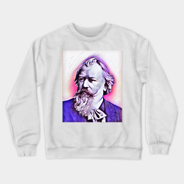 Johannes Brahms Pink Portrait | Johannes Brahms Artwork 9 Crewneck Sweatshirt by JustLit